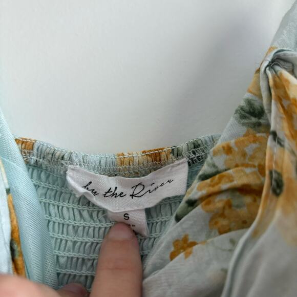 By the River Sweet Life Tiered Bow Front Midi Dress Sz S Sage Wedding Guest - Picture 6 of 11